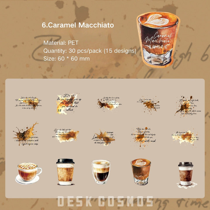 Coffee Freedom Series PET Stickers Coffee Theme Suitable For Collage