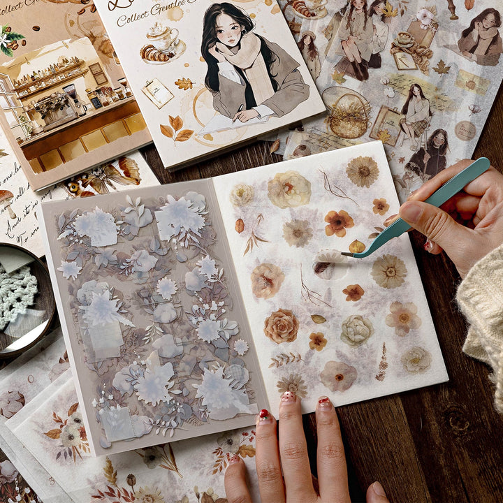Collect Gentle Series Double Material Stickers with Retro Vintage Style