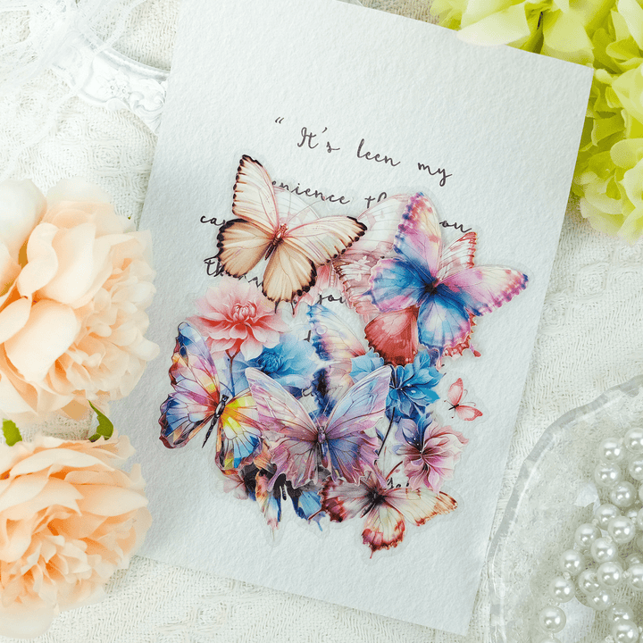 Colorful Butterfly PET Stickers Magic and Romance Theme