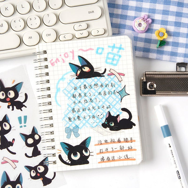 Cute Black Cat Stickers Hakimi Meow Kawaii Stationery