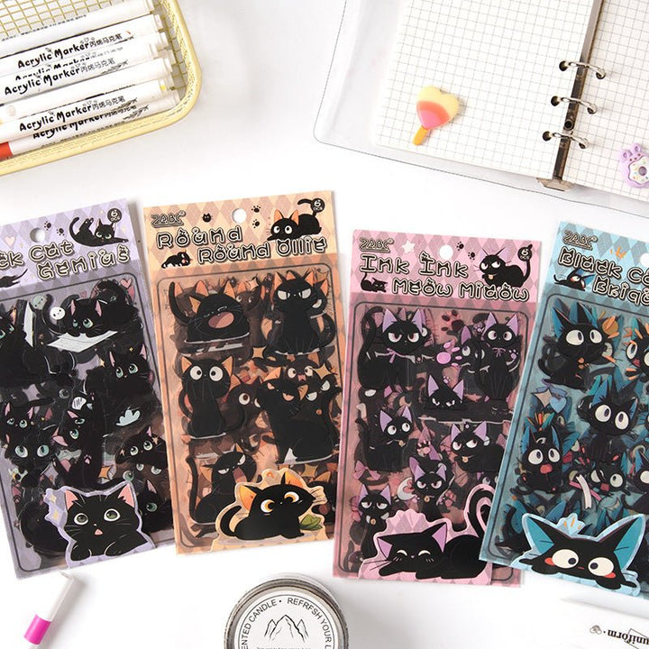 Cute Black Cat Stickers Hakimi Meow Black Cat Decor