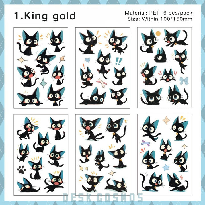 Cute Black Cat Stickers Hakimi Meow Journal Supplies