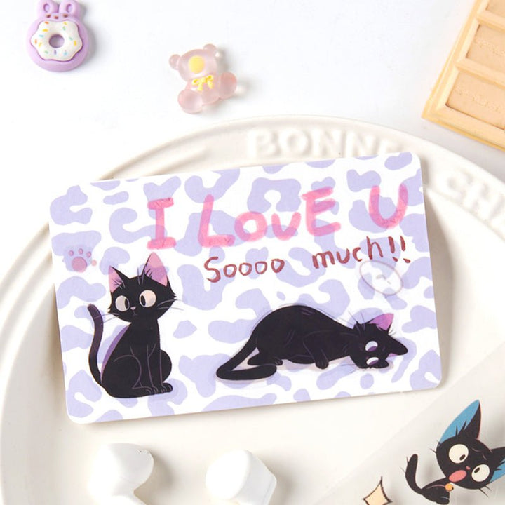 Cute Black Cat Stickers Hakimi Meow PET Material