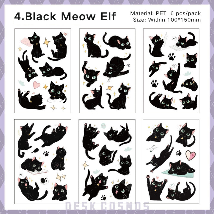 Cute Black Cat Stickers Hakimi Meow Cartoon Design