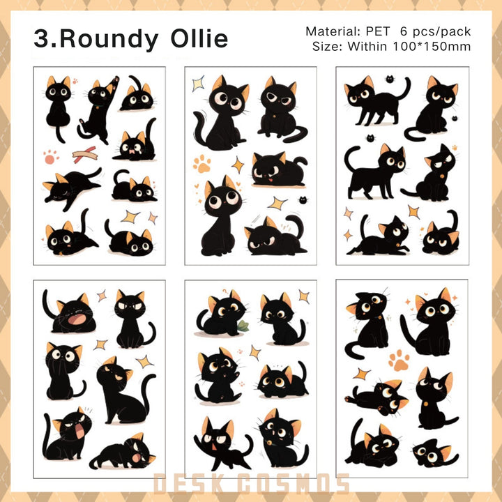 Cute Black Cat Stickers Hakimi Meow Scrapbook Material