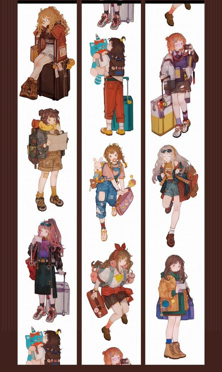 Cute Girl On Travel PET Tape Sunset Moment