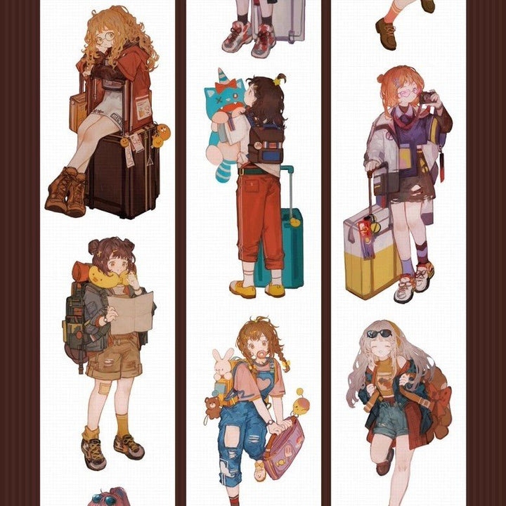 Cute Girl On Travel PET Tape Flower Market