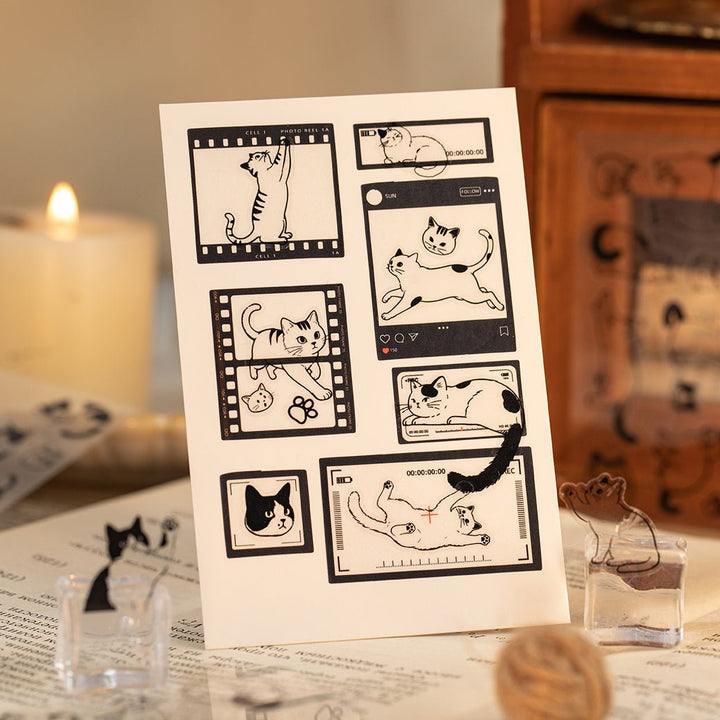 Line Cat Creative Journal PET Stickers Suitable for Personalized Decor