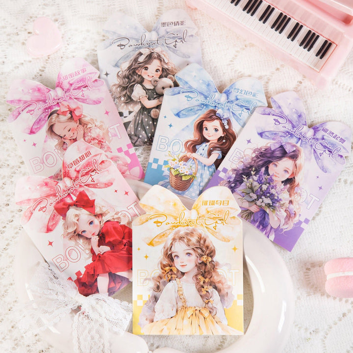 Bow Girl Cute PET Stickers Glowing Sweetness for Journal Creation