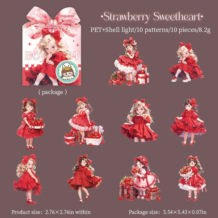 Bow Girl Cute PET Stickers with Character and Radiance