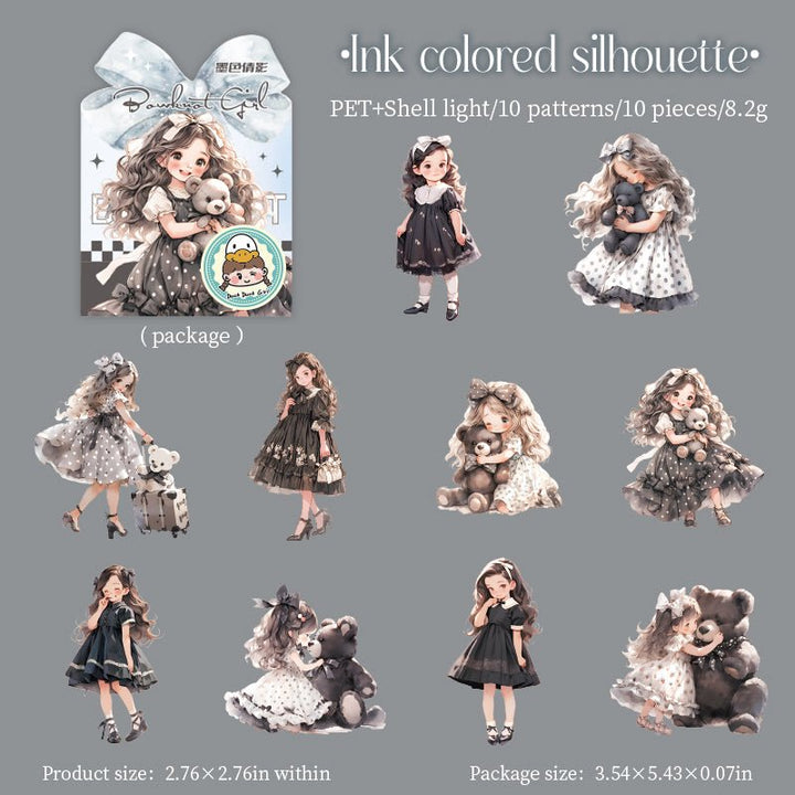 Bow Girl Cute PET Stickers Sweet Design and Radiance