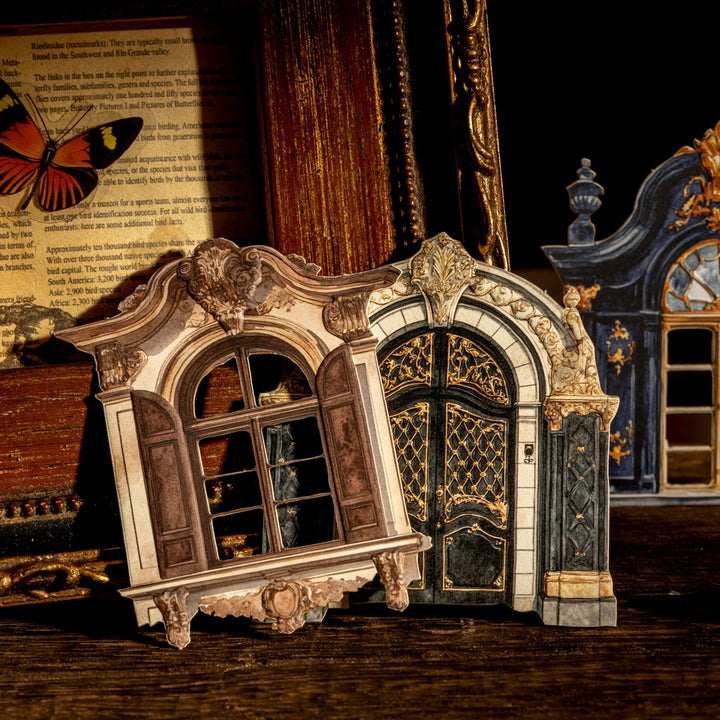 Embossed Cardstock Stickers Old Doors and Windows Layered Texture