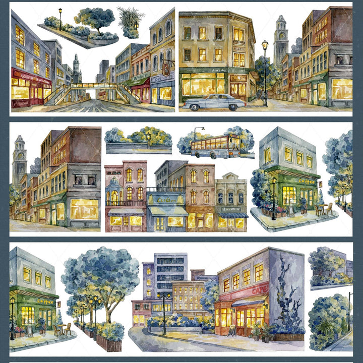 Midnight Cityscape Die - cut PET Tape - Desk Cosmos