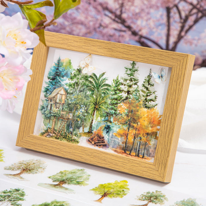 Dream Painting in the Forest PET Tape Watercolor Nature Sticker Roll