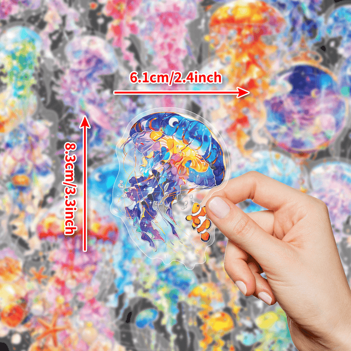 Dreamy Jellyfish Series Silver Foil Stickers Waterproof Ocean Animals