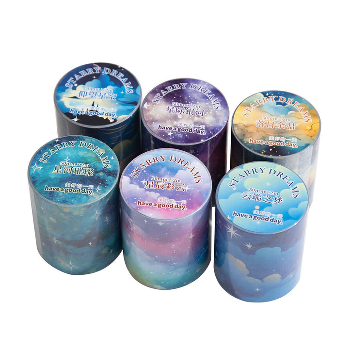Dreamy Starry Sky Washi Tape White Background