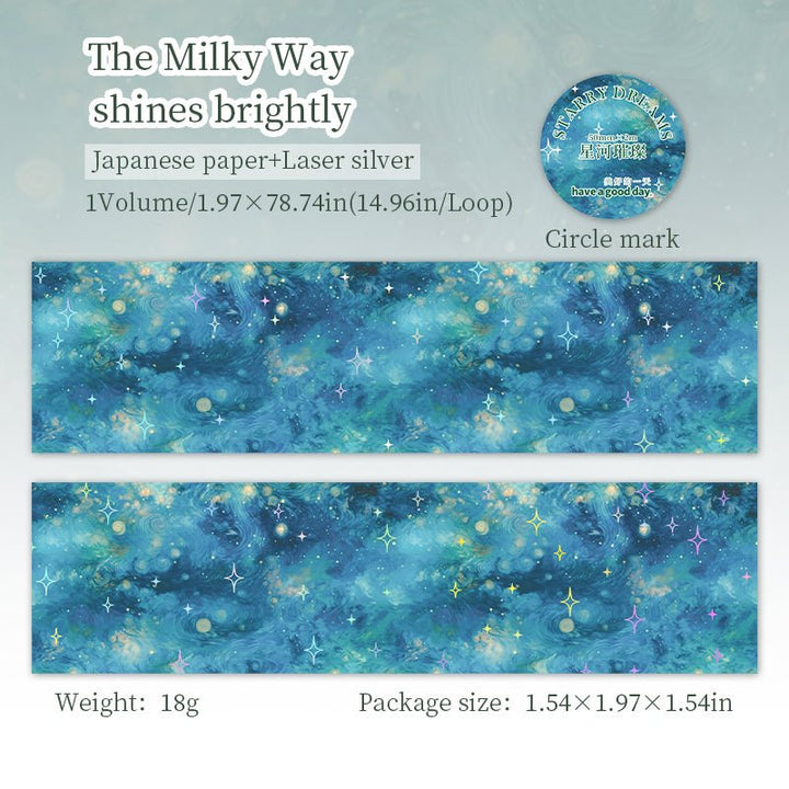 Starry Dreams The Milky Way Shines Brightly Washi Tape Celestial