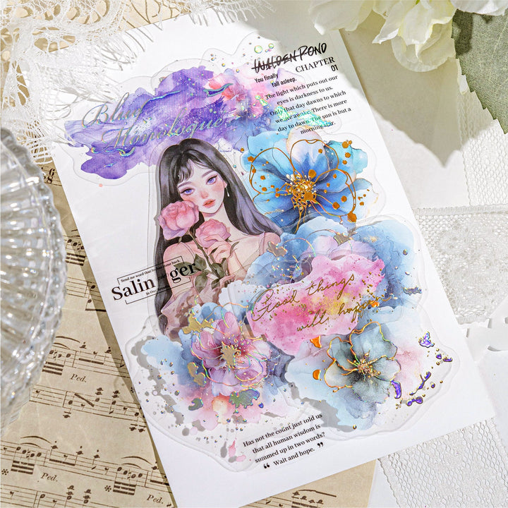 Flowing Light Romantic Watercolor PET Stickers Collection