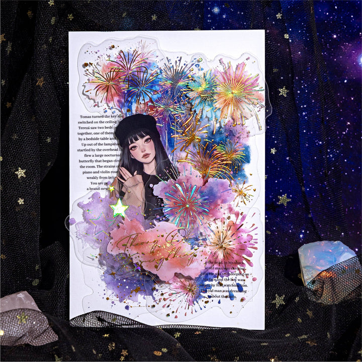 Flowing Light Dreamy Holographic PET Stickers For Crafting