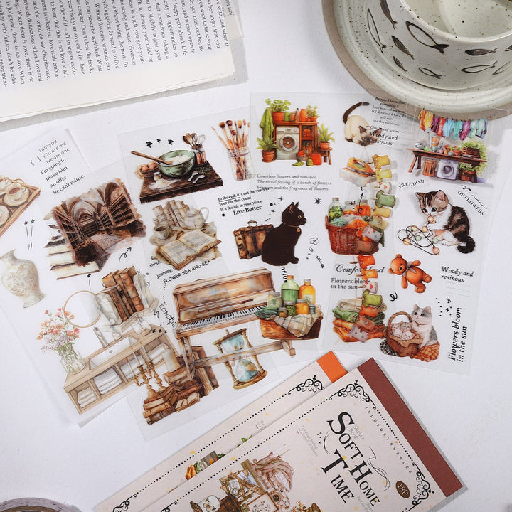 Soft Home Time dual texture sticker pack with home decor themes