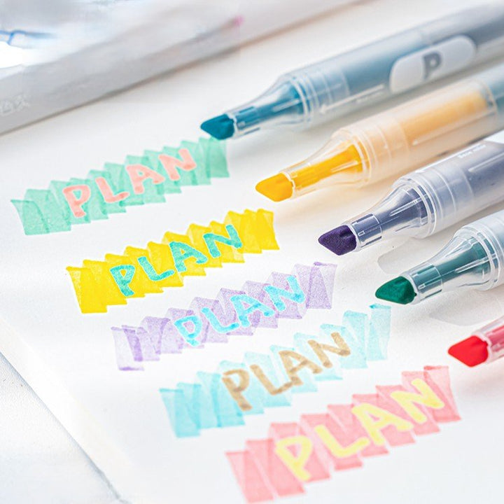 Dual Tip Highlight Planning Markers Layerable Colors