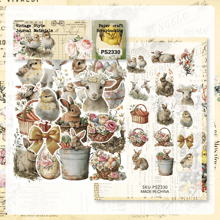 Easter Background Paper Easter Bunny Vintage Floral