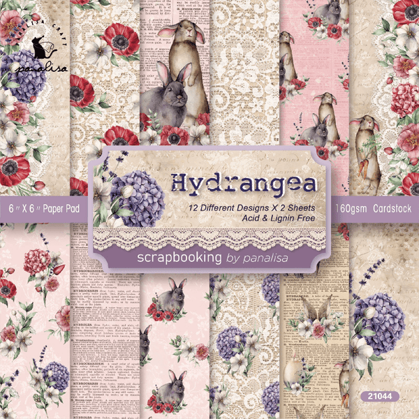 Purple Hydrangea Easter Craft Paper Vintage Floral Easter Bunny
