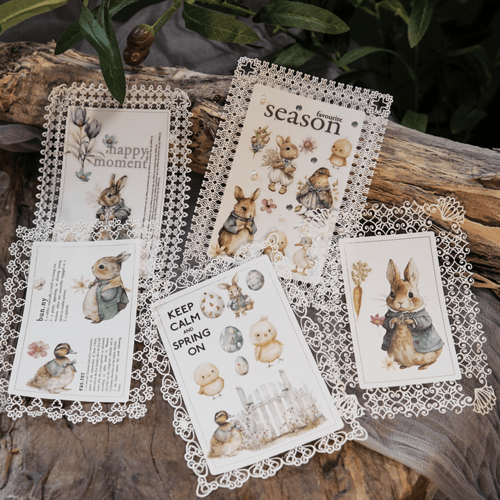 Easter Transfer Stickers Cute Easter Bunny Floral Theme Easter Sticker