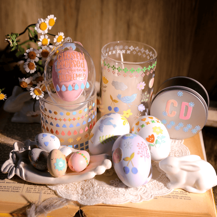 Easter Macaron Stickers Floral Spring Watercolor