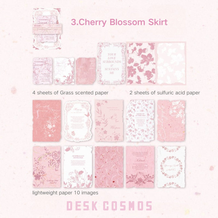 Flower Branch Language Cherry Blossom Skirt Embossed Craft Paper Vintage Style
