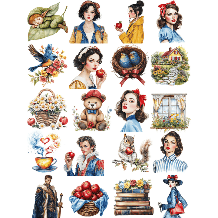 Fairy Tale Stickers Apple Girl Magical World Decor