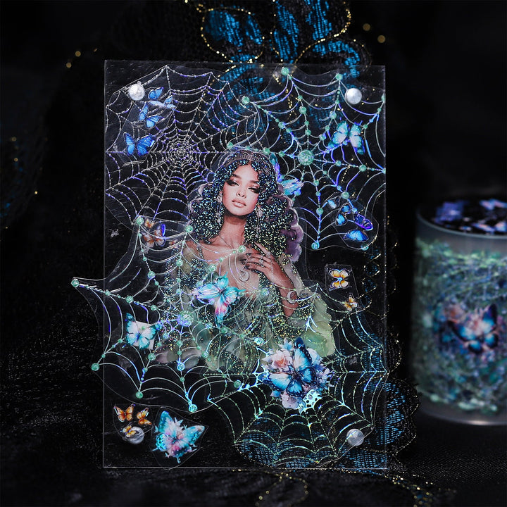 Fantasy Spider Web Transparent PET Tape with Holographic Effect