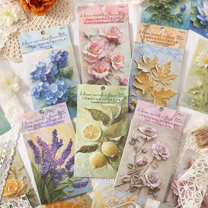 Dream of Hiding Flowers Retro Background Paper for Art Journals
