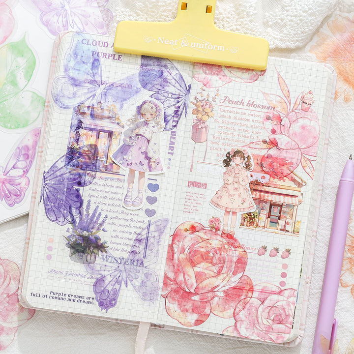 Floral Stickers Forest Mist Watercolor Scrapbook Pack