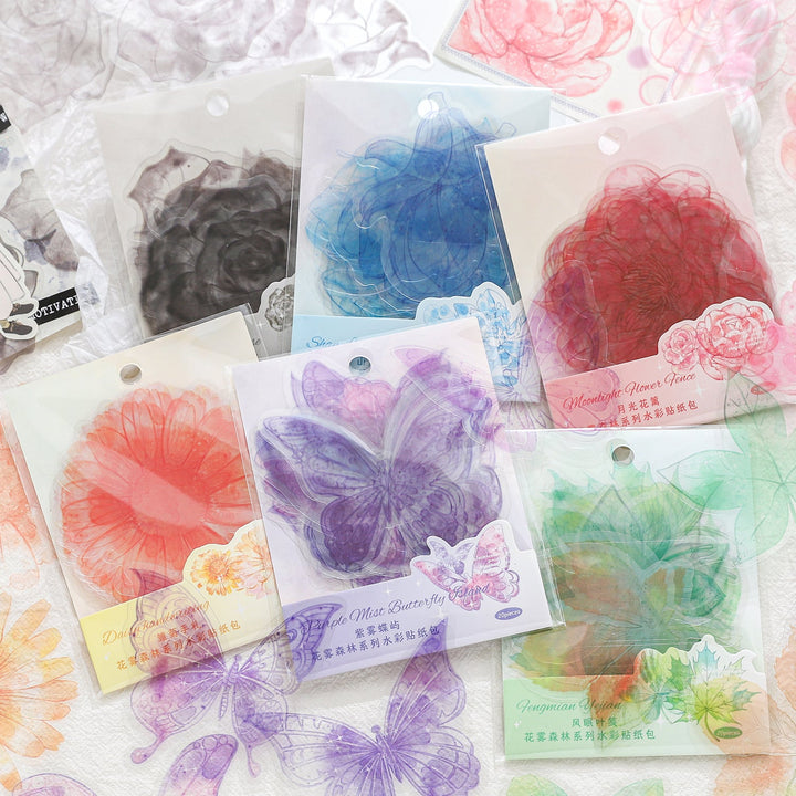 Forest Mist PET Stickers Watercolor Aesthetic Journal Set