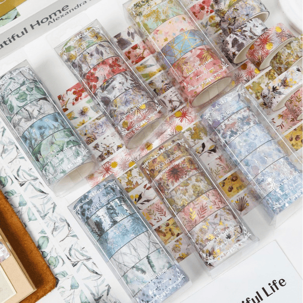 Floral Washi Tapes Seasonal Golden Time Hand Lettering Decor