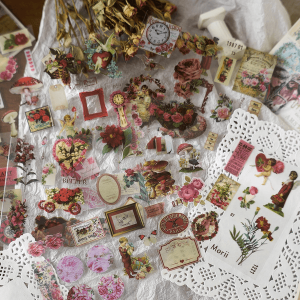Bright tegy series Retro Flower Stickers for Custom Decoration