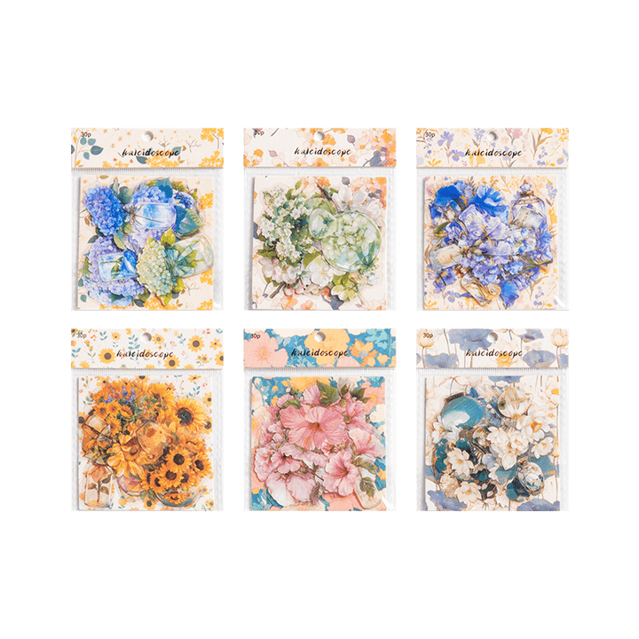 Flower Stickers Kaleidoscope Series Transparent PET Materials