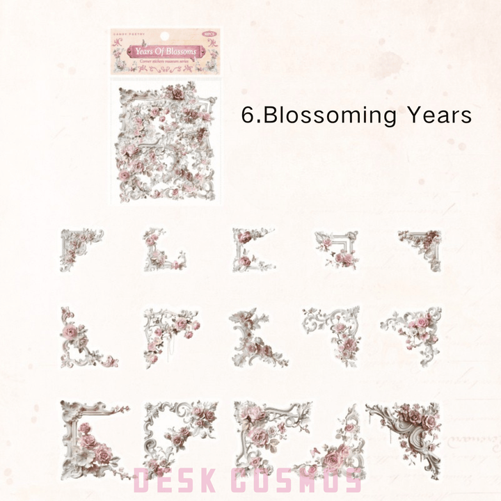 Corner Museum Series Blooming Years Romantic Floral Border Sticker