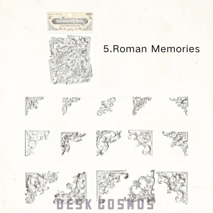 Corner Museum Series Roman Memory Vintage Floral Border Sticker