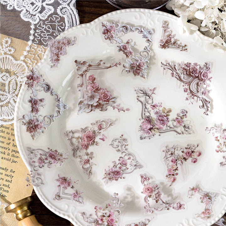 Corner Museum Series Vintage Border Floral Stickers for Home Decor