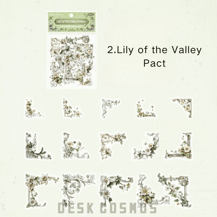 Corner Museum Series Lily of the Valley Floral Border Retro Sticker