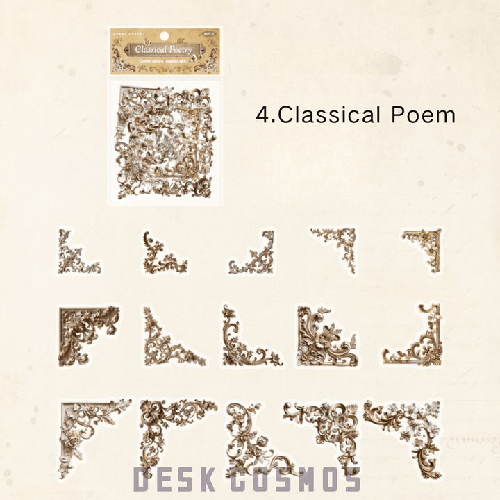 Corner Museum Series Classical Poetry Vintage Floral Sticker