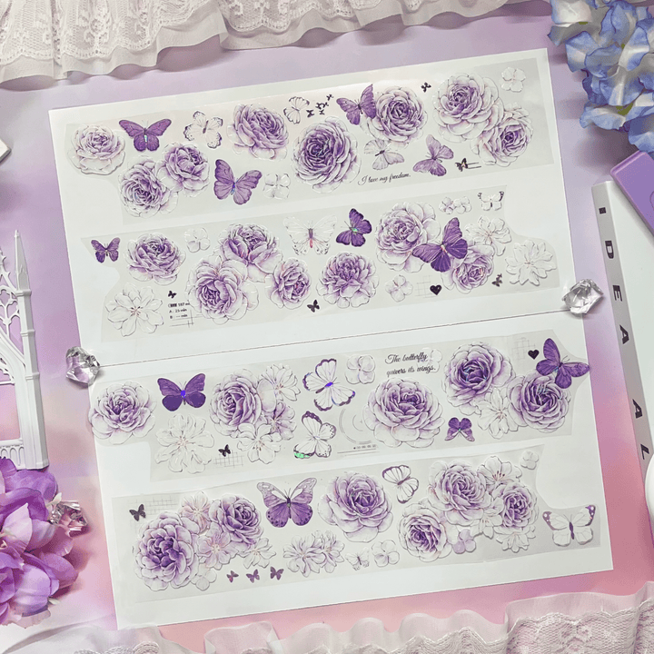 Violet Azalea Language PET Floral Tape Suitable For Diary Crafts