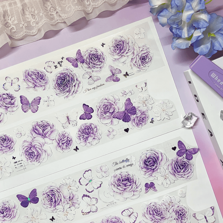 Violet Azalea Language Flower PET Tape Vintage Style Scrapbooking