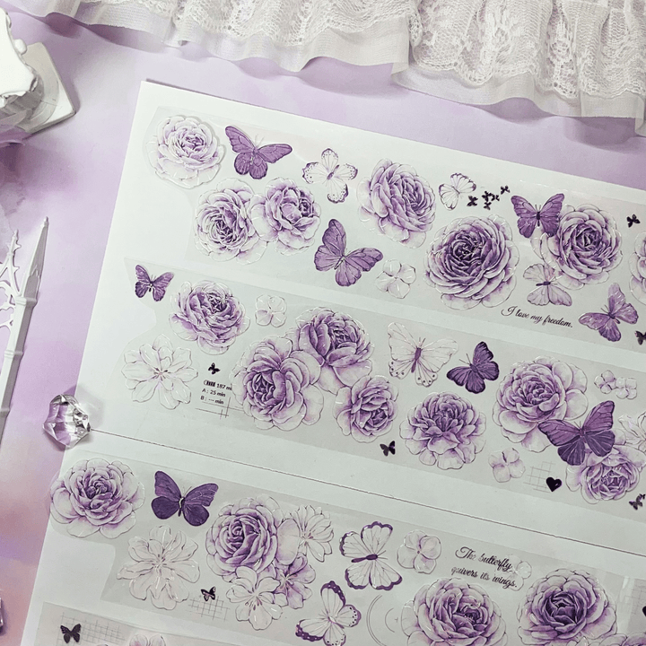 Violet Azalea Language PET Flower Tape for Journaling Projects