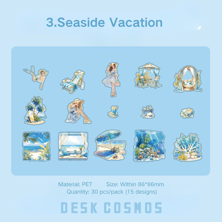 Flowing Gold Rock Dream Beach Vacation PET Sticker Ocean Theme