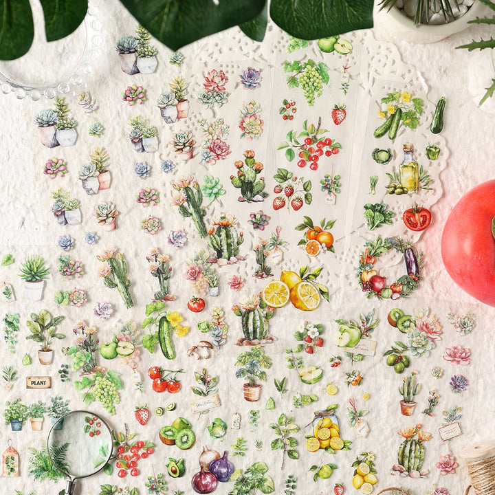 Natural Time PET Stickers Vegetables Fruits For Art Projects