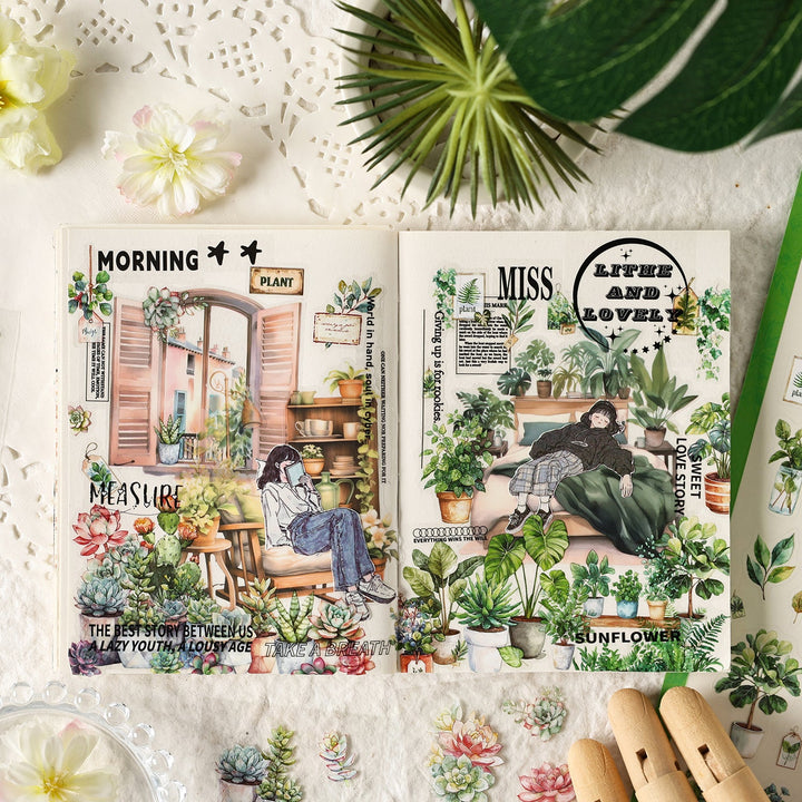 Natural Time PET Stickers Fruits Plants DIY Scrapbooking Material