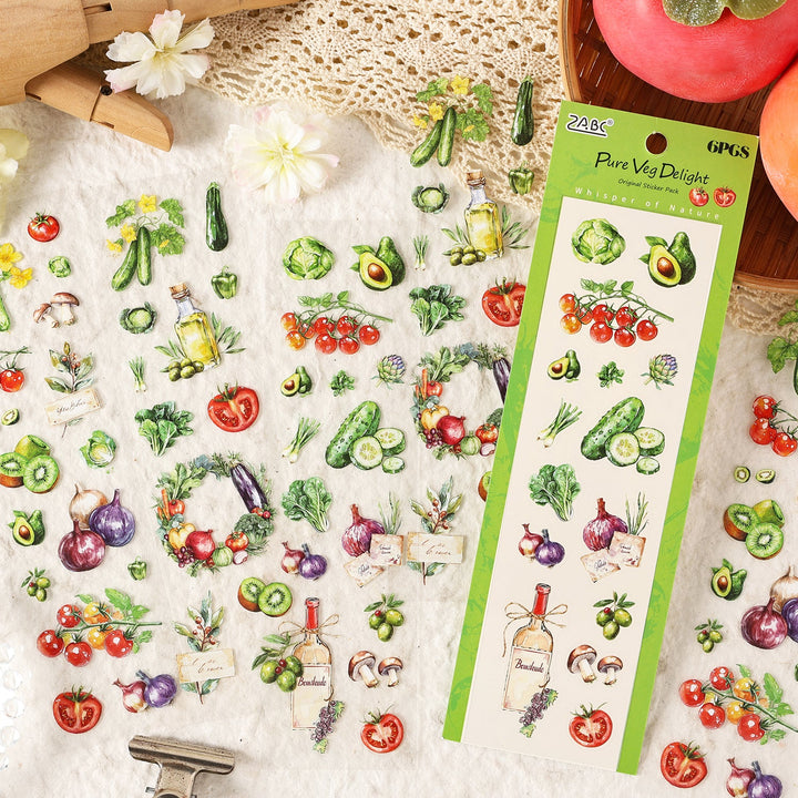 Natural Time PET Stickers Fruits Vegetables Plants For Diary Creation